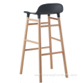 Classical Design Chair Plastic With Solid Wood Barstool